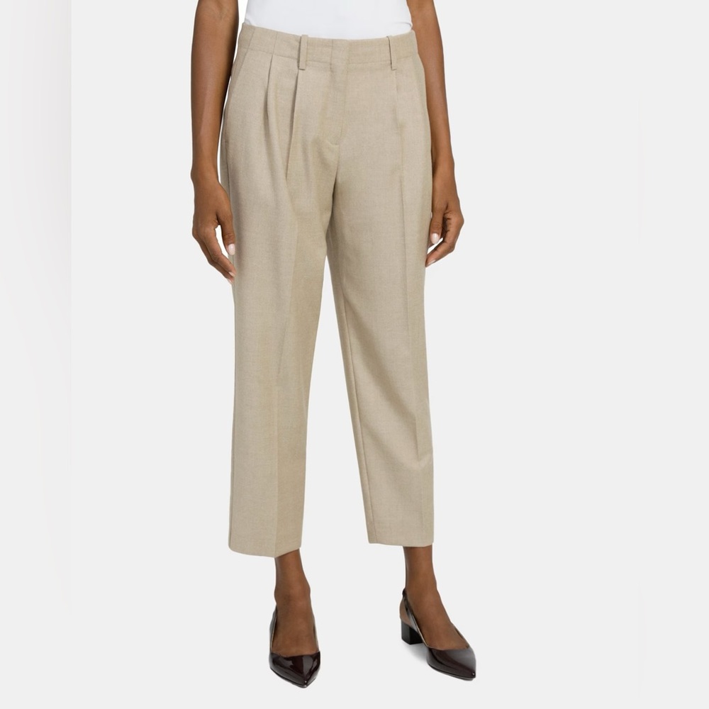 NWT Theory Cropped Straight-Leg Pant in Mélange Flannel